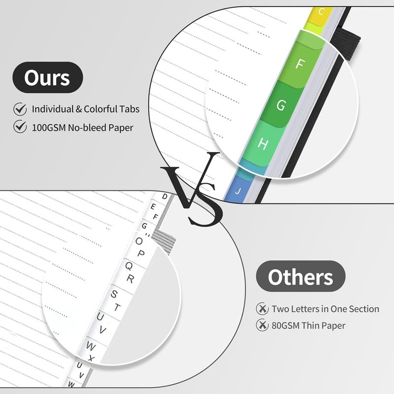 Blugool Password Book with Alphabetical Tabs, Password Keeper Book for Seniors, Hardcover Password Notebook for Individual & Colorful Tabs, Password Organizer for Website Logins, 5.3" x 7.7", Black - Image 2
